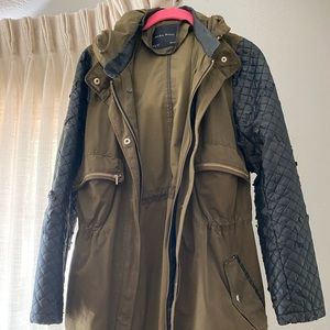 Zara Utility Jacket with Leather Sleeves